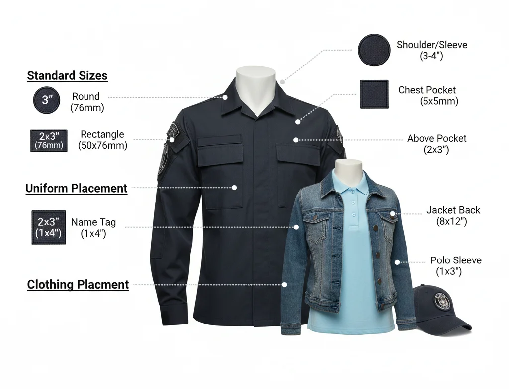Clothing and Uniform Patches sizes and placement guide