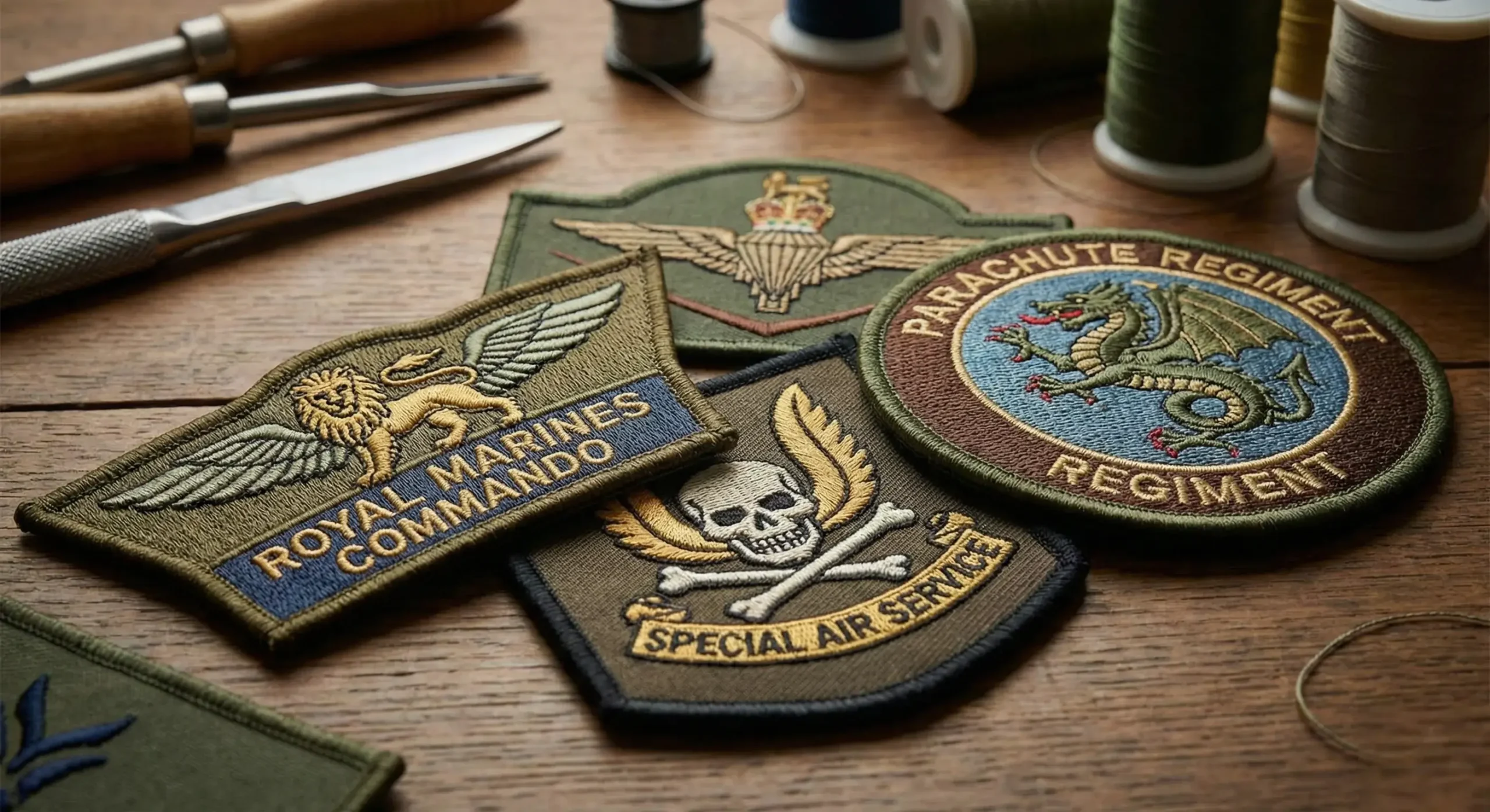 Detail of custom military patch on uniform